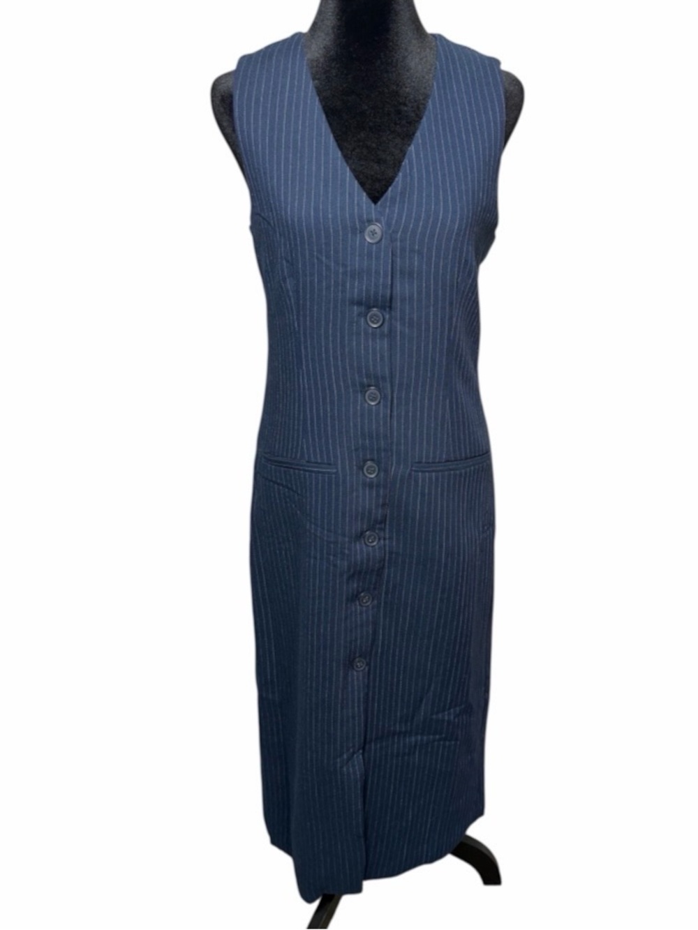 Abercrombie & Fitch Pinstripe Midi Sleeveless Dress NWT Small
